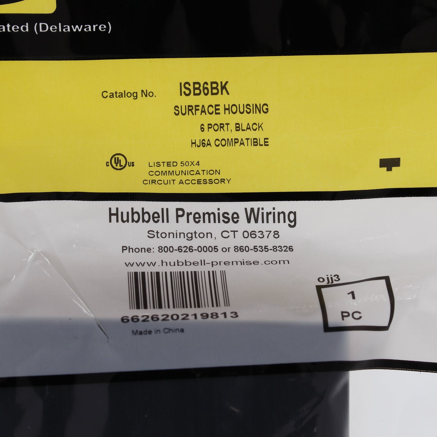 Hubbell Black 6-Port Data Voice Media Keystone Housing Surface Mount Box ISB6BK