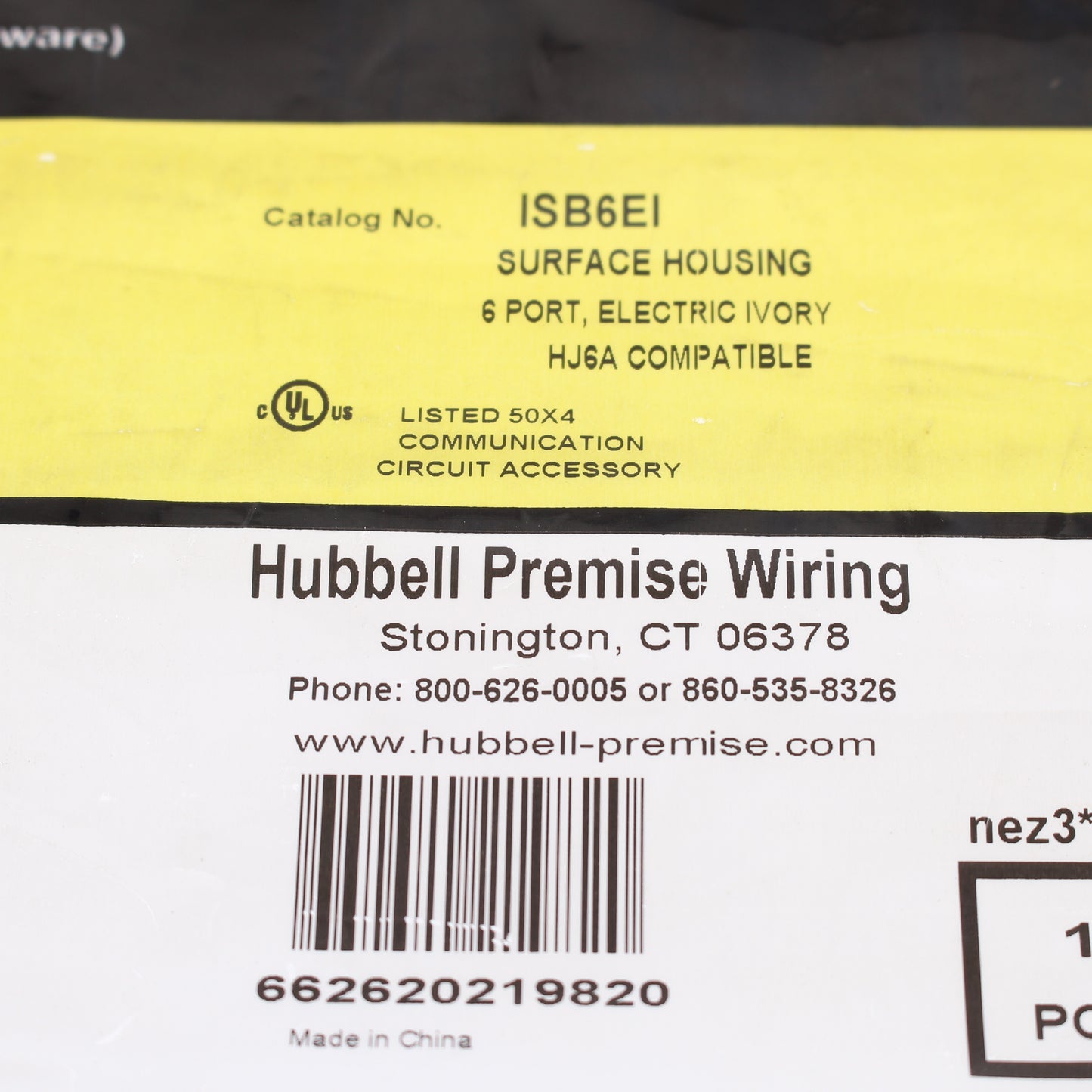Hubbell Ivory 6-Port Data Voice Media Keystone Housing Surface Mount Box ISB6EI
