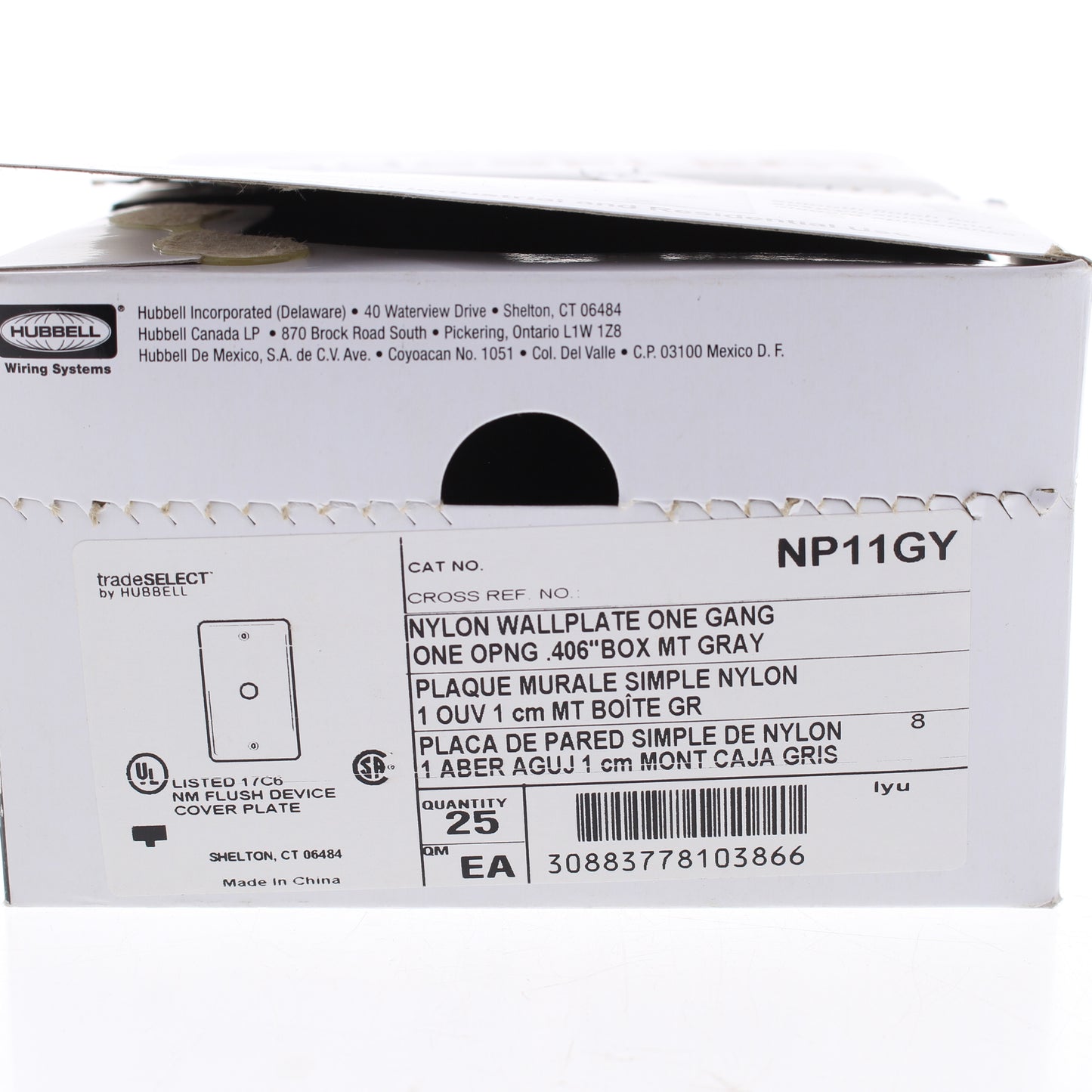 Hubbell NP11GY Gray 1-Gang Telephone .406" Hole Wallplate Covers Box Mount 25pcs