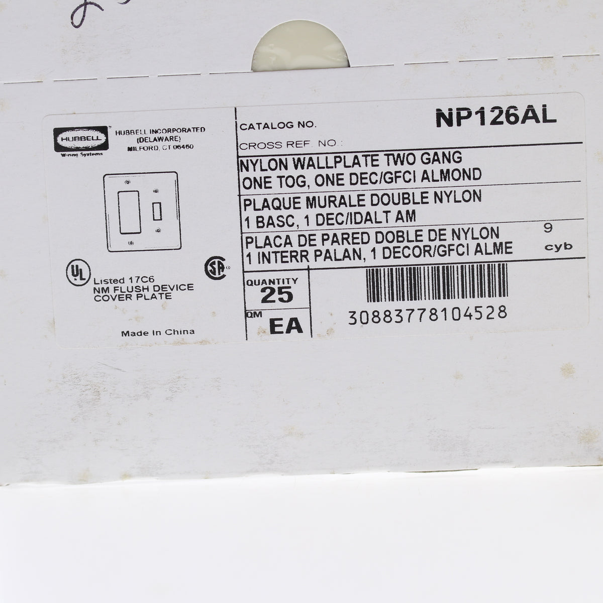 Hubbell NP126AL Almond 2-Gang Toggle Decorator Standard Wallplate Cover 25pcs