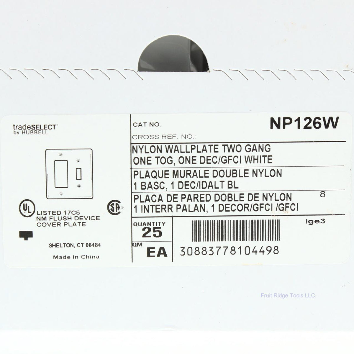 Hubbell NP126W White 2-Gang Toggle Decorator Unbreakable Standard Wallplate 25pc