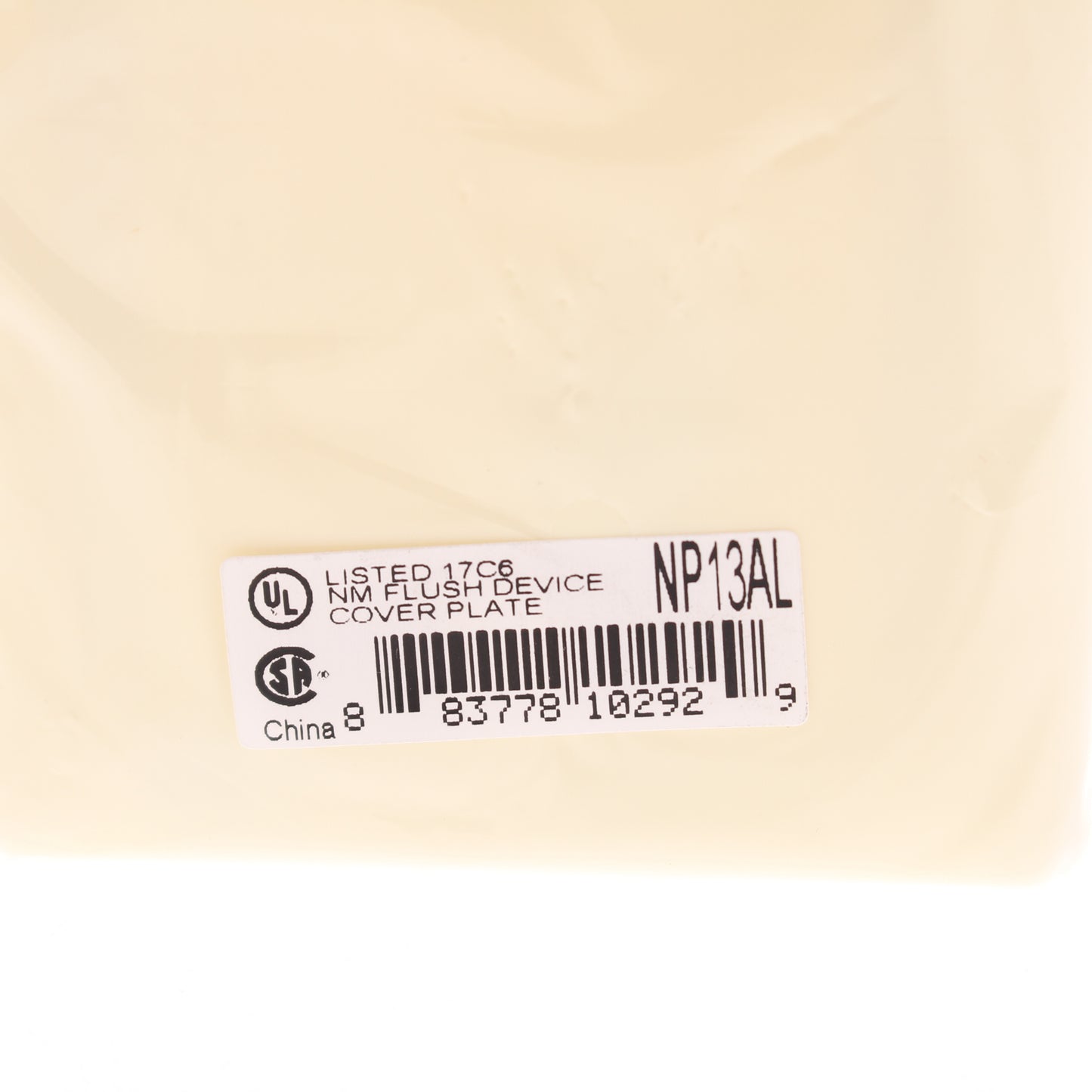 Hubbell NP13AL Almond 1-Gang Blank Nylon Standard Size Wallplate Cover Box Mount