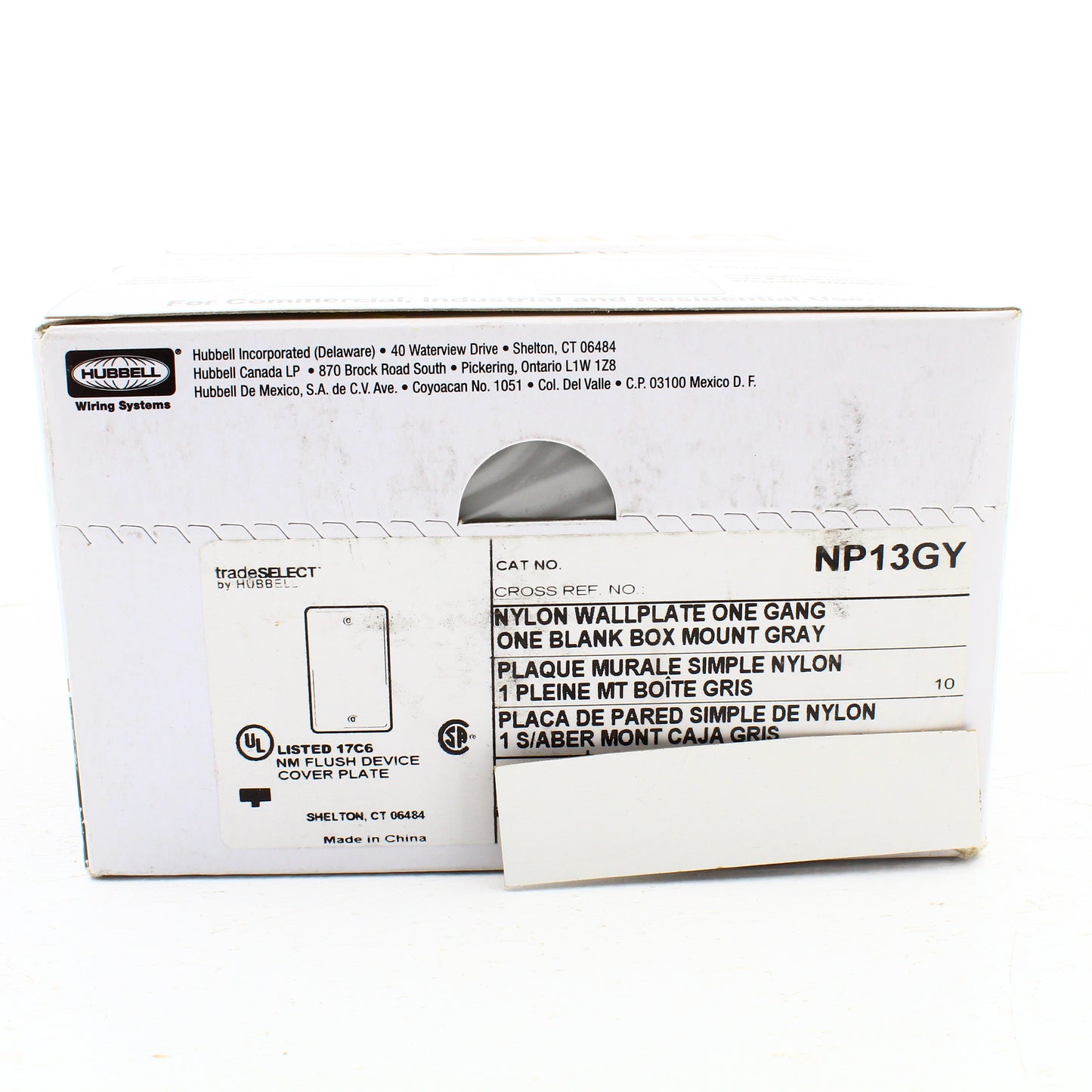Hubbell NP13GY Gray 1-Gang Blank Nylon Standard Wallplate Cover Box Mount 5-pack