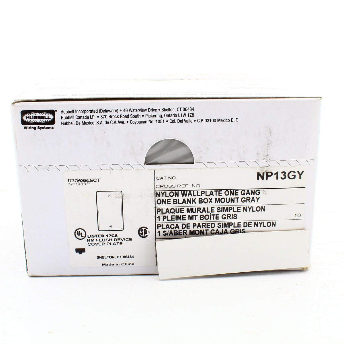 Hubbell NP13GY Gray 1-Gang Blank Nylon Standard Wallplate Cover Box Mount 5-pack