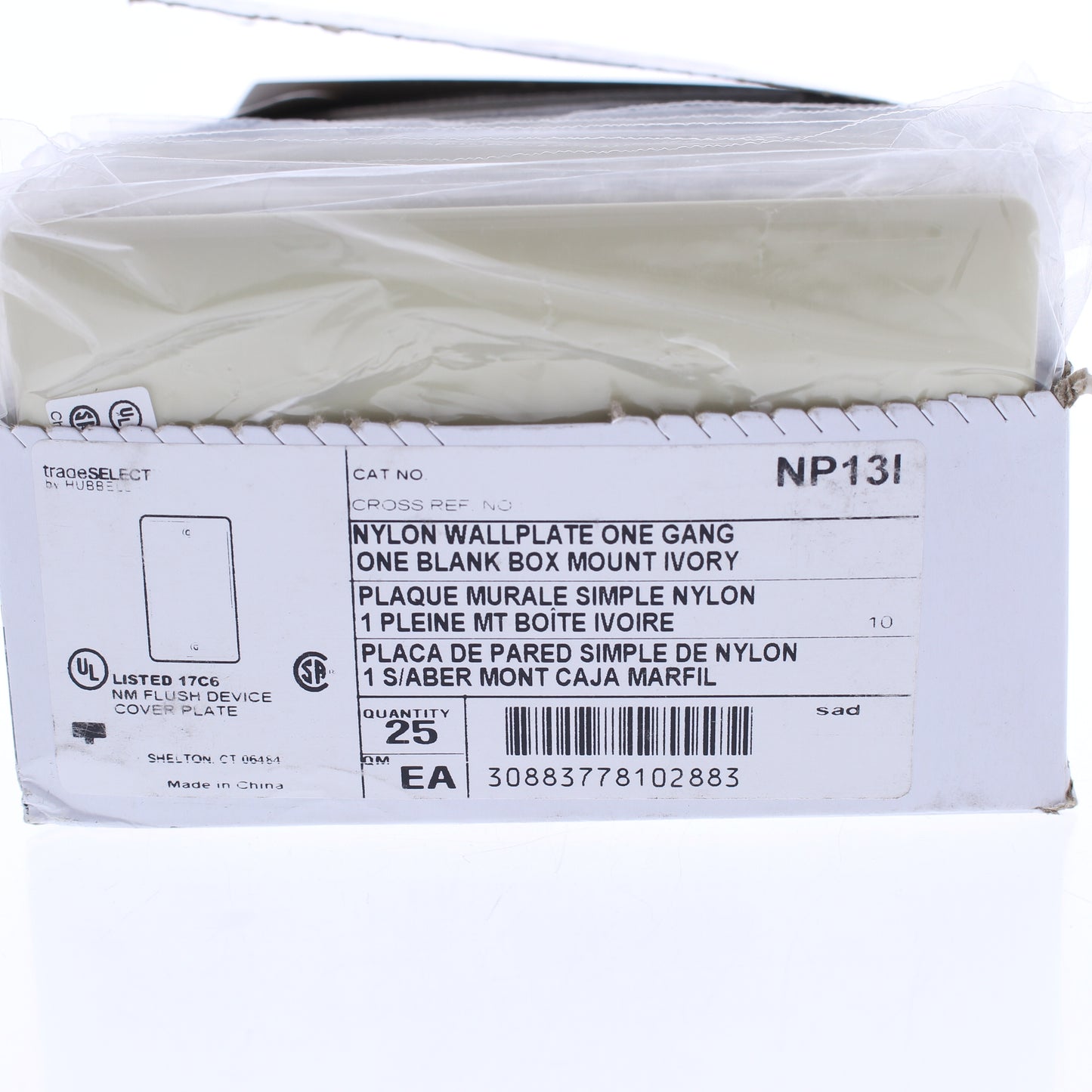 Hubbell NP13I Ivory 1-Gang Blank Nylon Standard Wallplate Cover Box Mount 25pcs