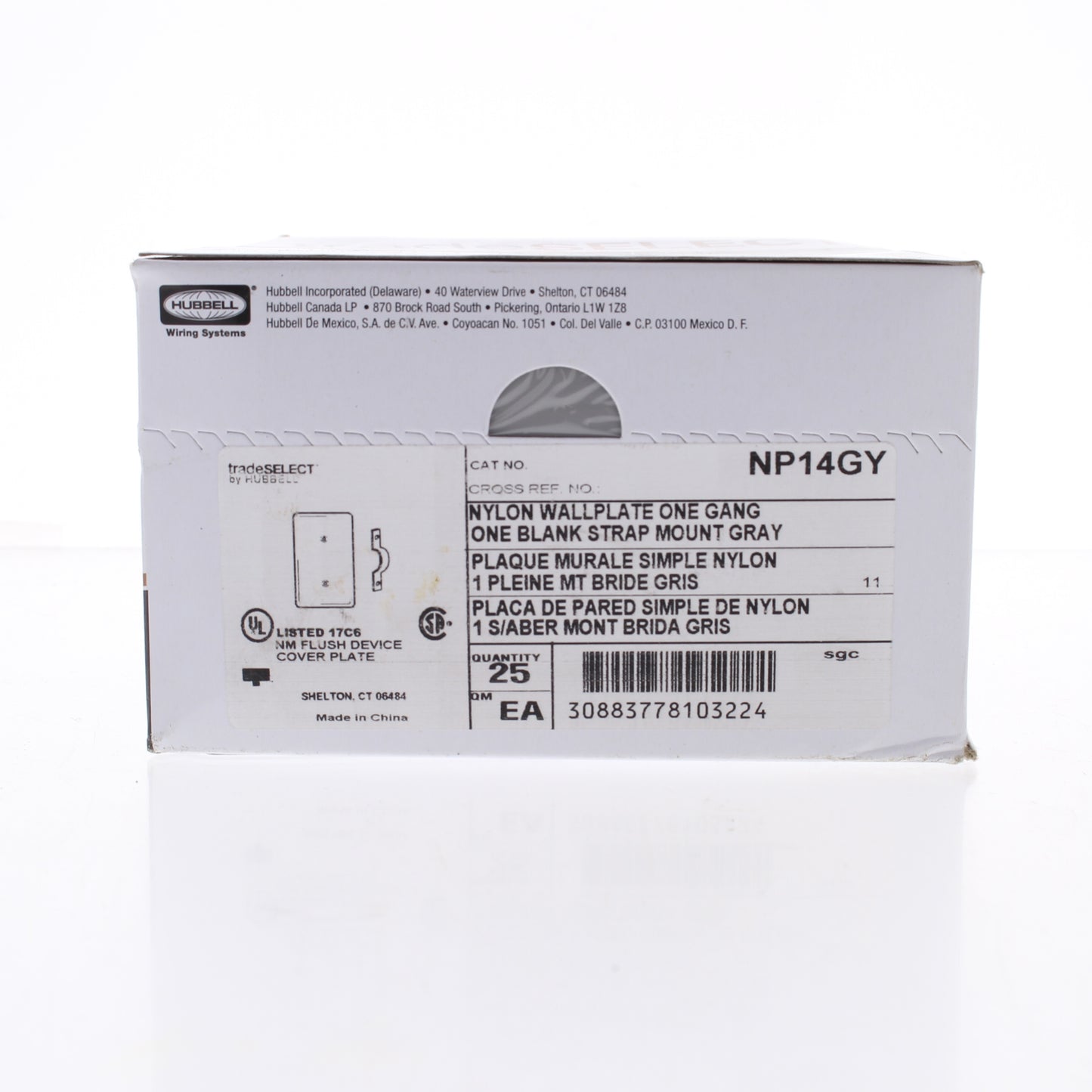 Hubbell NP14GY Gray 1-Gang Blank Unbreakable Standard Wallplate Covers 25pcs