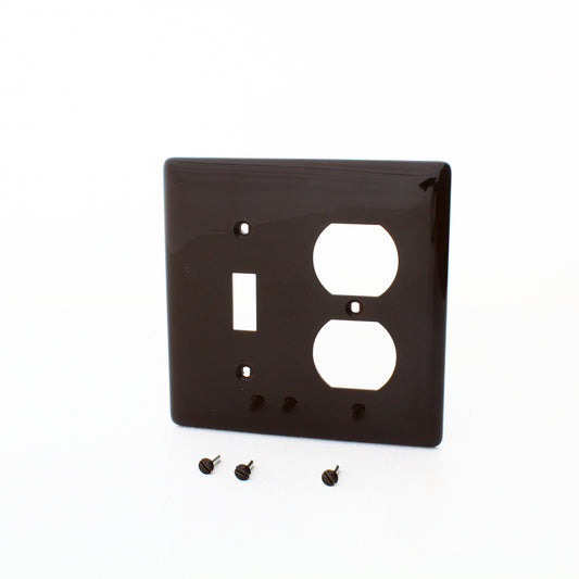 Hubbell NP18 Brown 2-Gang Toggle Duplex Unbreakable Nylon Wallplate Cover 3pcs