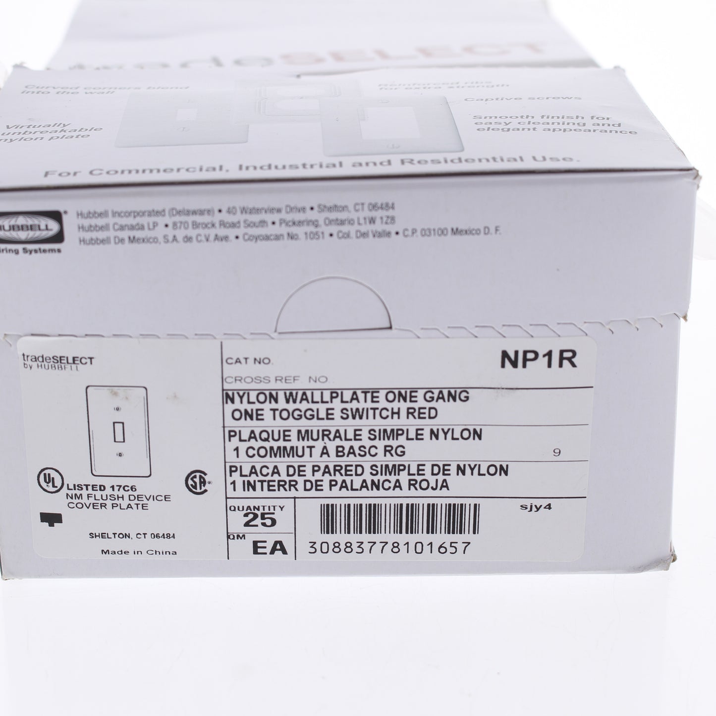 Hubbell NP1R Red 1-Gang Toggle Switch Unbreakable Standard Wallplates 25-Pack