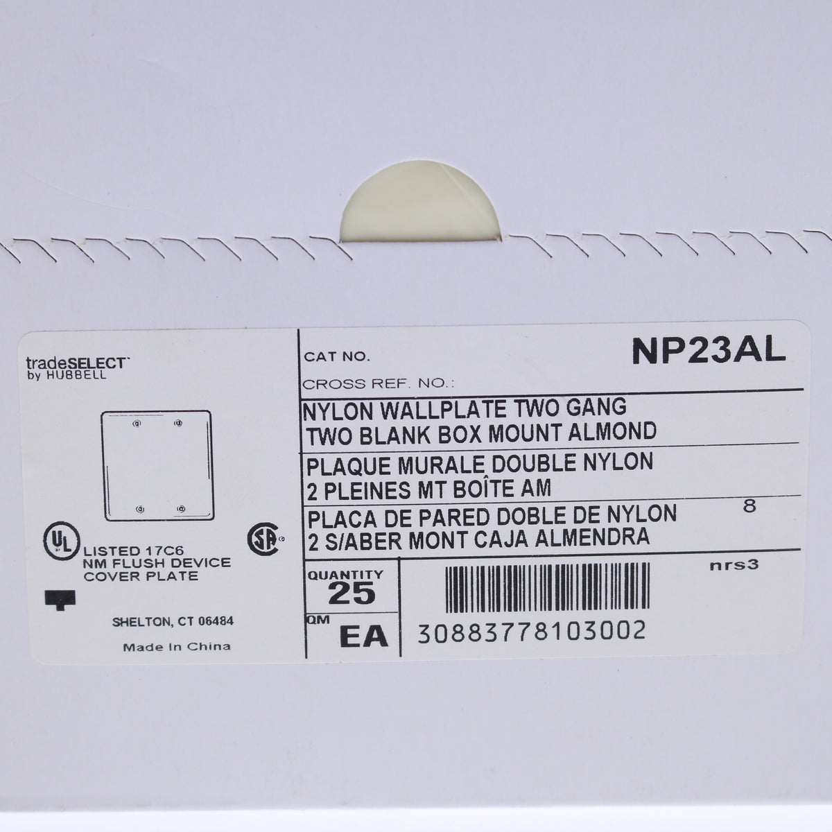 Hubbell NP23AL Almond 2-Gang Blank Unbreakable Wallplate Cover Box Mount 25pcs