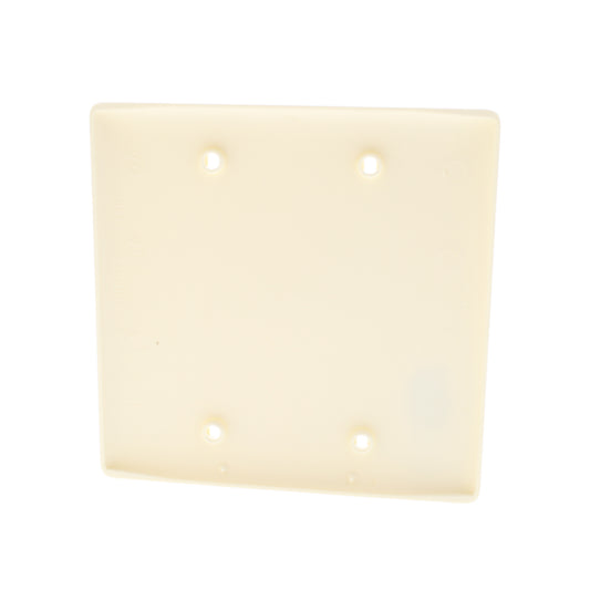 Hubbell NP23AL Almond 2-Gang Blank Unbreakable Nylon Wallplate Cover Box Mount