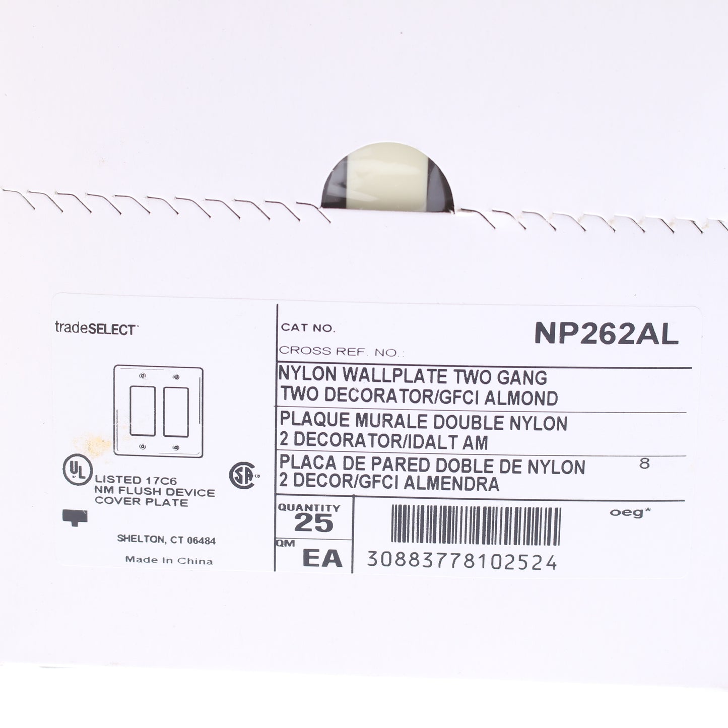 Hubbell NP262AL Almond 2-Gang Decorator Unbreakable Nylon Wallplate Cover 25pcs