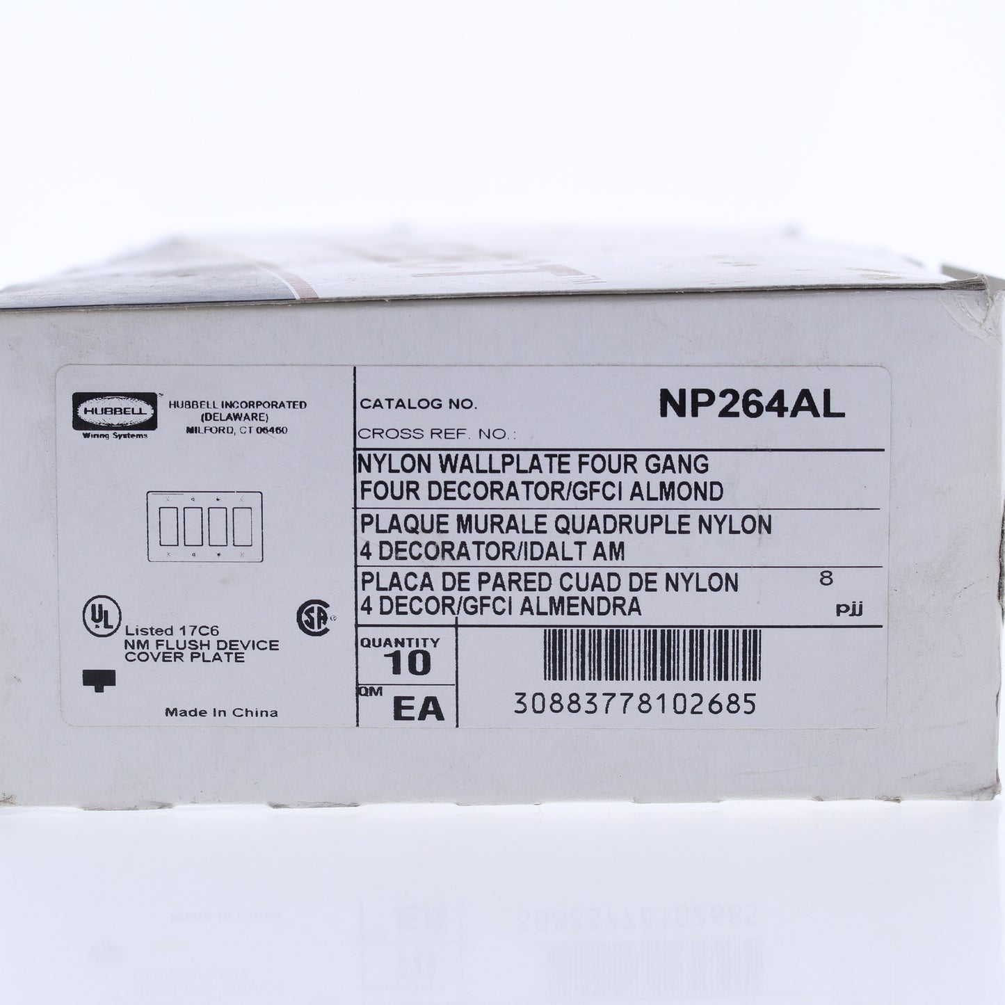 Hubbell NP264AL Almond 4-Gang Decorator Unbreakable Nylon Wallplate Cover 10pcs