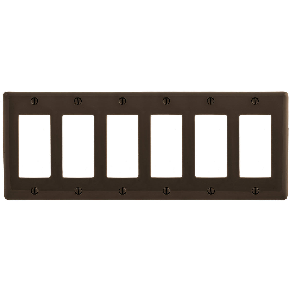 Hubbell NP266 Brown 6-Gang Decorator Unbreakable Nylon Standard Wallplate Cover