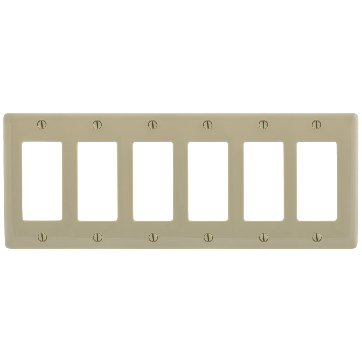 Hubbell NP266I Ivory 6-Gang Decorator Unbreakable Nylon Standard Wallplate Cover
