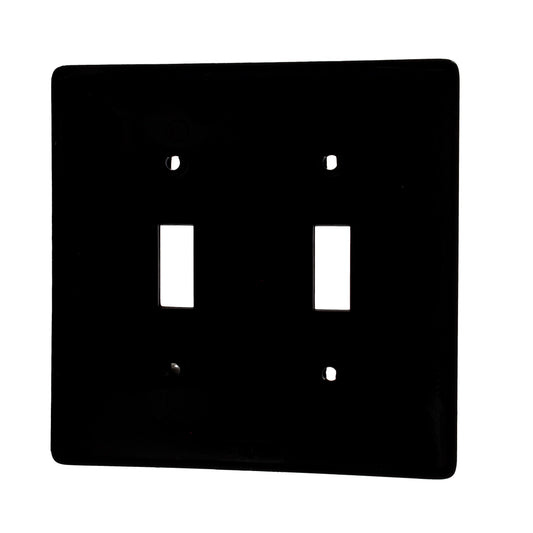 Hubbell NP2BK Black 2-Gang Toggle Switch Unbreakable Nylon Standard Wallplate