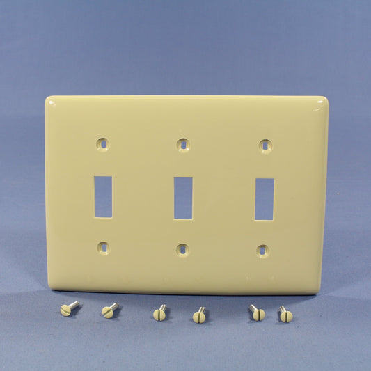 Hubbell NP3I Ivory 3-Gang Toggle Unbreakable Nylon Standard Wallplate Cover 10pc