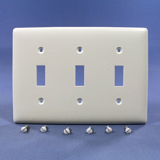 Hubbell NP3W White Unbreakable 3-Gang Toggle Switch Cover Nylon Wallplates 10pcs