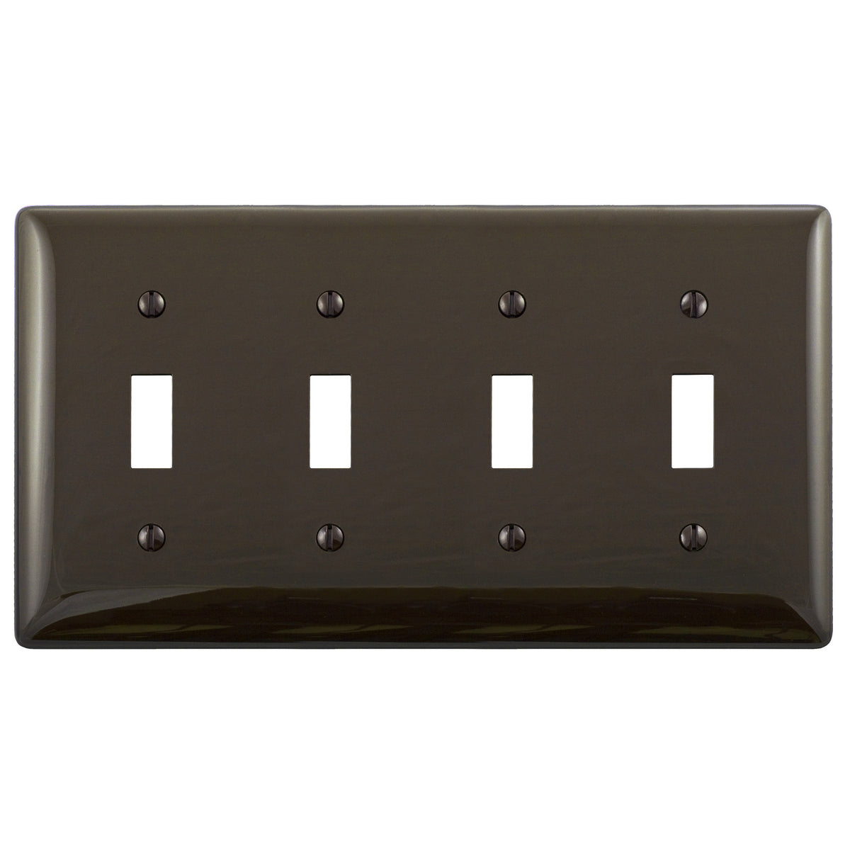 Hubbell NP4 Brown 4-Gang Toggle Switch Unbreakable Nylon Standard Size Wallplate