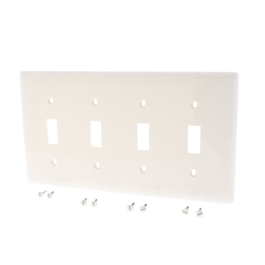 Hubbell NP4LA Light Almond 4-Gang Toggle Unbreakable Nylon Wallplate Cover 10pcs