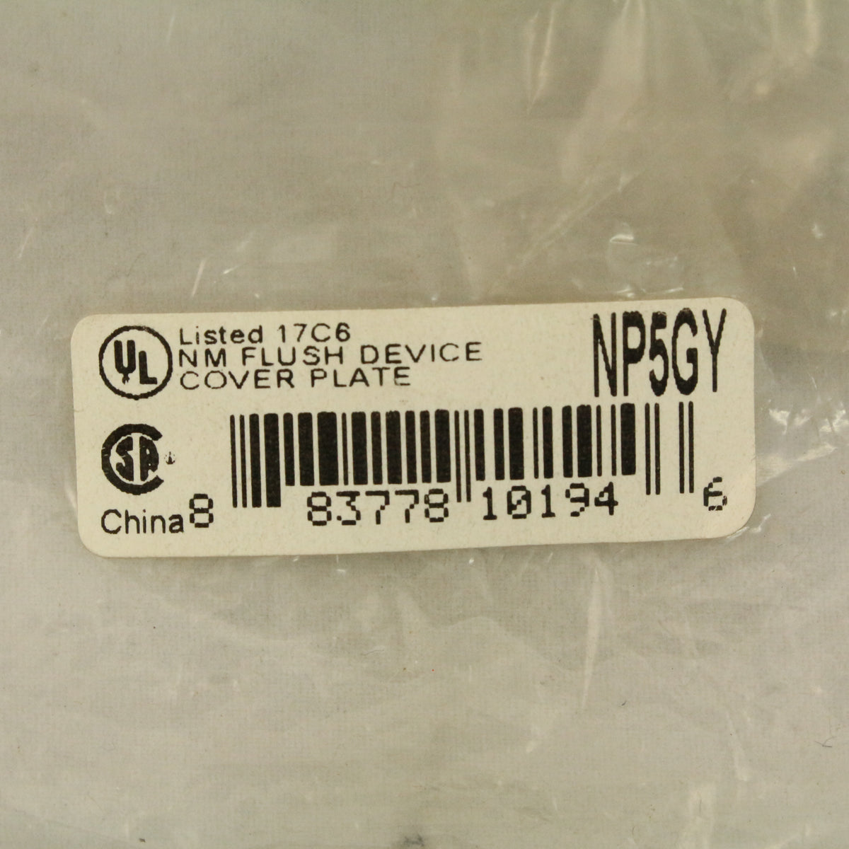 Hubbell NP5GY Gray 5-Gang Toggle Switch Unbreakable Nylon Standard Wallplate