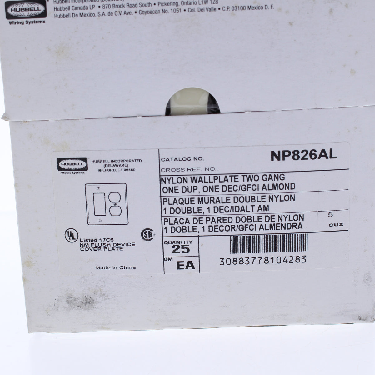 Hubbell NP826AL Almond 2-Gang Duplex Decorator Unbreakable Wallplate Cover 25pcs