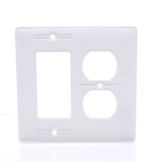 Hubbell NP826W White 2-Gang Duplex Decorator Unbreakable Nylon Wallplate Cover
