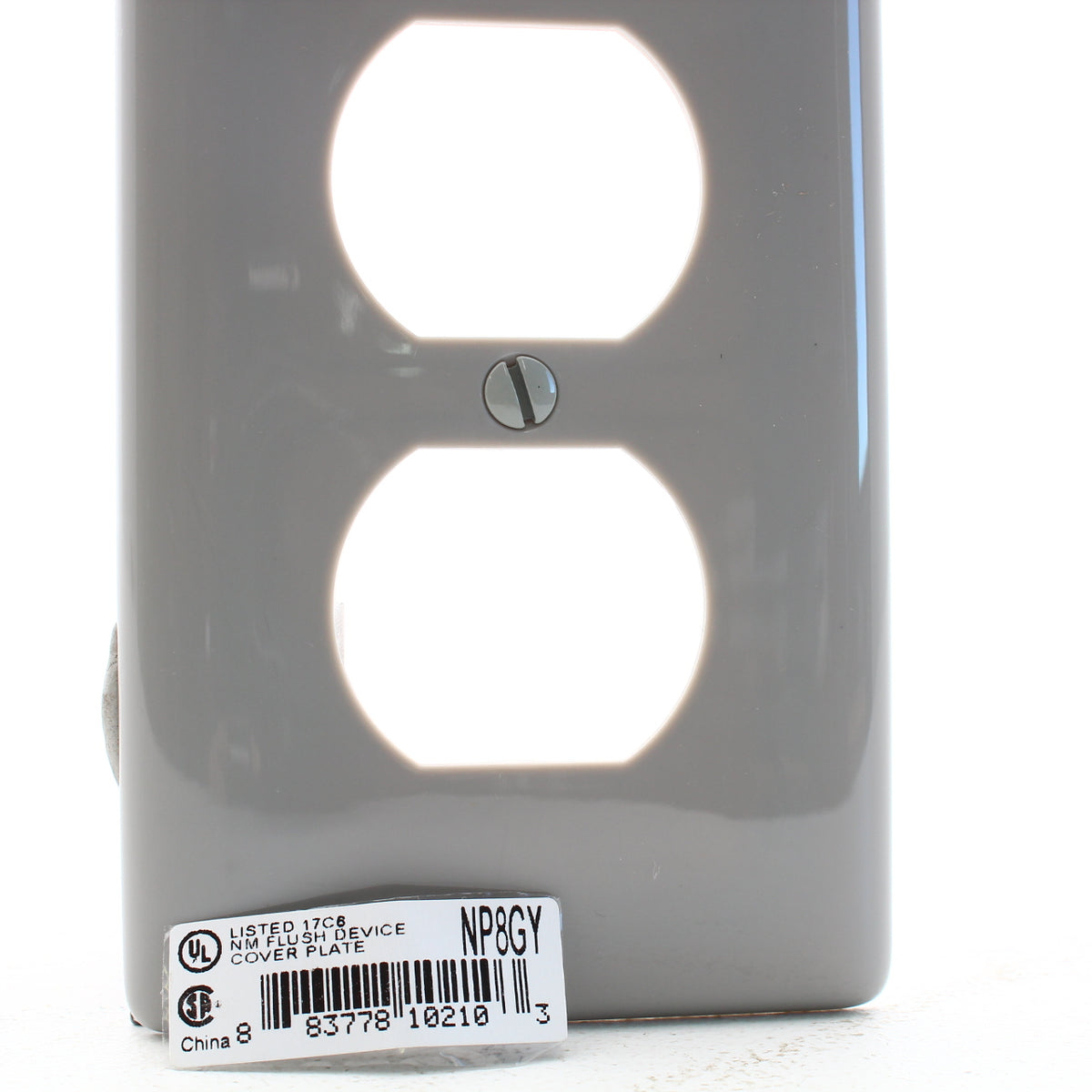 Hubbell NP8GY Gray 1-Gang Duplex Outlet Unbreakable Nylon Standard Wallplate