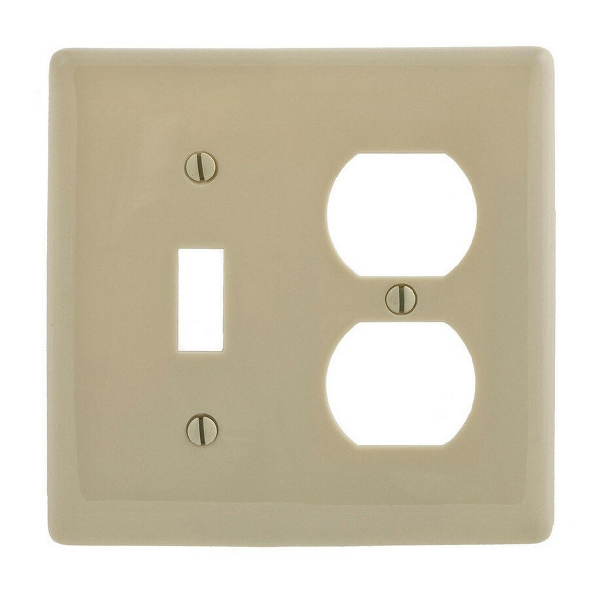 Hubbell NPJ18IZ Ivory 2-Gang Mid-Size Toggle Switch Outlet Cover Nylon Wallplate