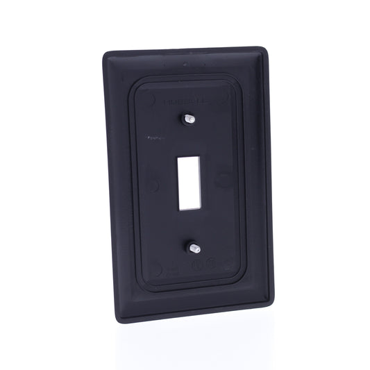 Hubbell NPJ1BK Black 1-Gang Toggle Unbreakable Nylon Mid-Size Wallplate Cover