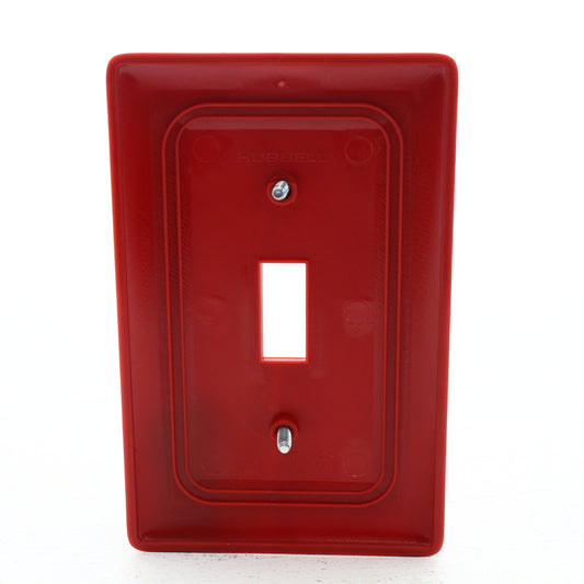 Hubbell Red Unbreakable Mid-size Toggle Switch Cover Plate Wallplate NPJ1R