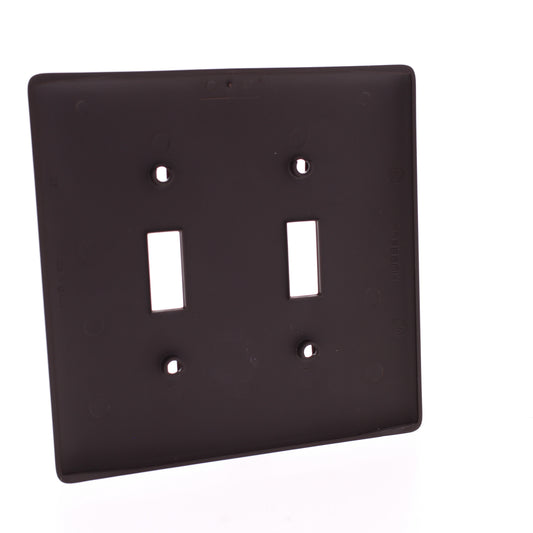 Hubbell NPJ2 Brown 2-Gang Toggle Switch Unbreakable Nylon Mid-Size Wallplate