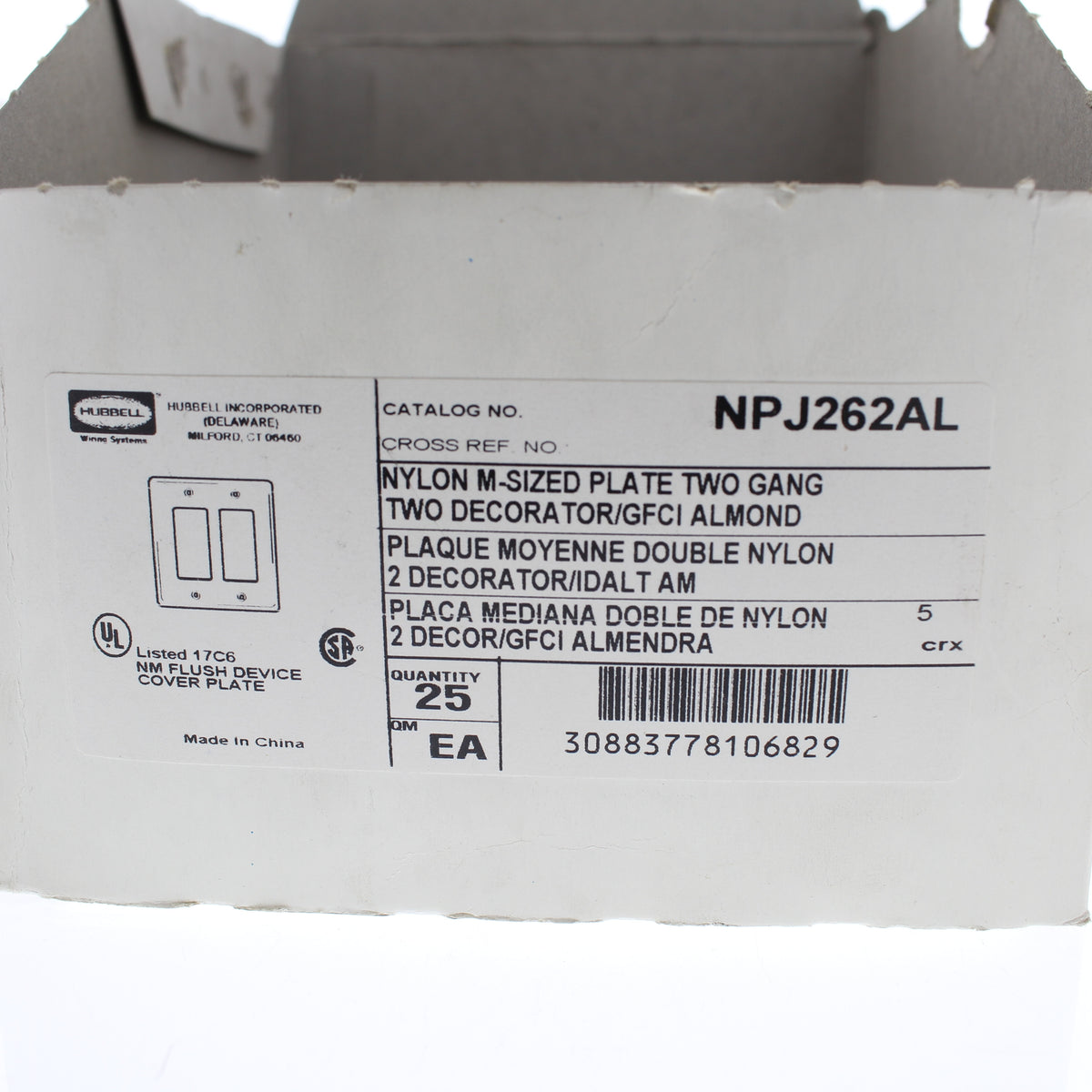 Hubbell NPJ262AL Almond 2-Gang Nylon Decorator MidSize Wallplates Cover 25-Pack