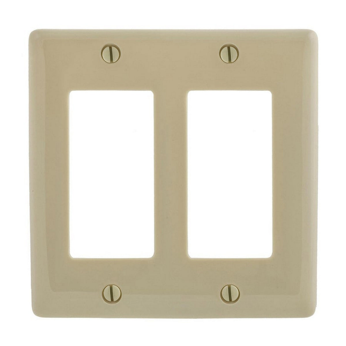 Hubbell NPJ262IZ Ivory 2-Gang Decorator GFI Unbreakable Mid-Size Wallplate Cover