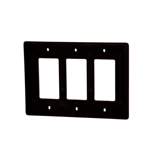 Hubbell NPJ263 Brown 3-Gang Decorator Unbreakable Nylon Mid-Size Wallplate Cover