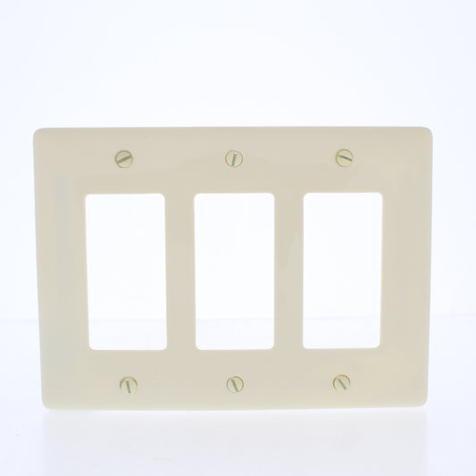 Hubbell NPJ263AL Almond 3-Gang Decorator Unbreakable Midsize Wallplates 10pcs