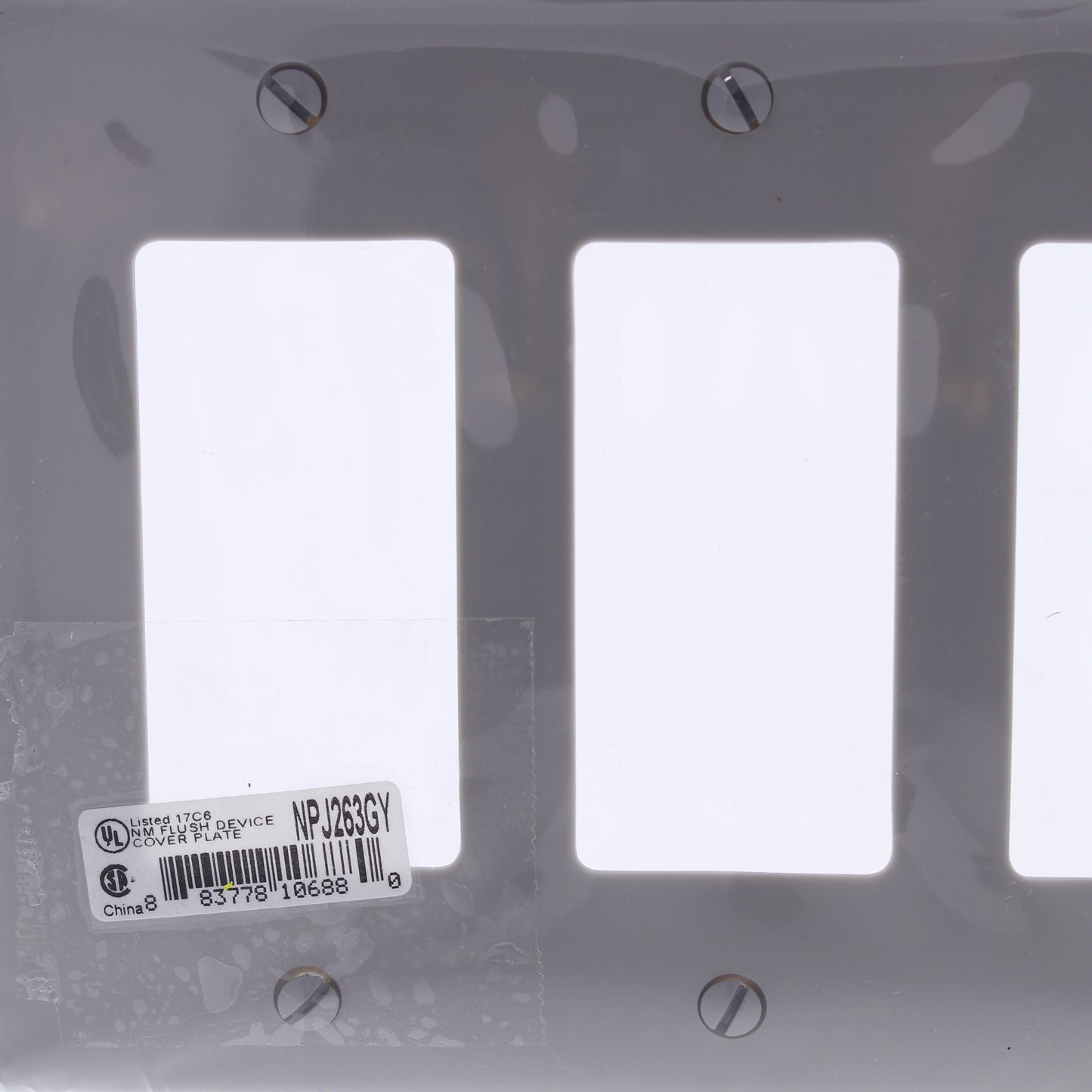 Hubbell NPJ263GY Gray 3-Gang Decorator GFCI Unbreakable Mid-Size Wallplate Cover