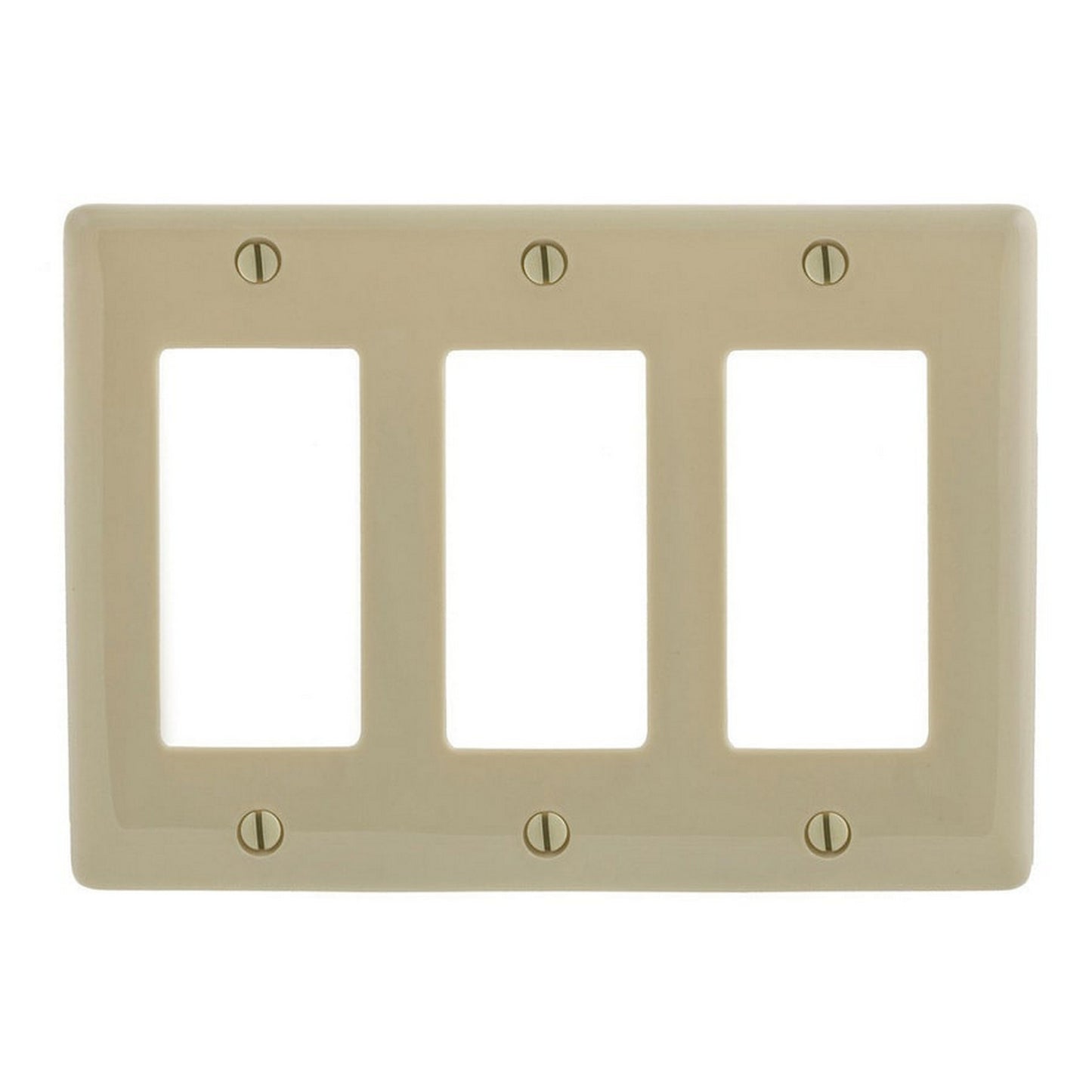 Hubbell NPJ263IZ Ivory 3-Gang Decorator GFI Unbreakable Mid-Size Wallplate Cover