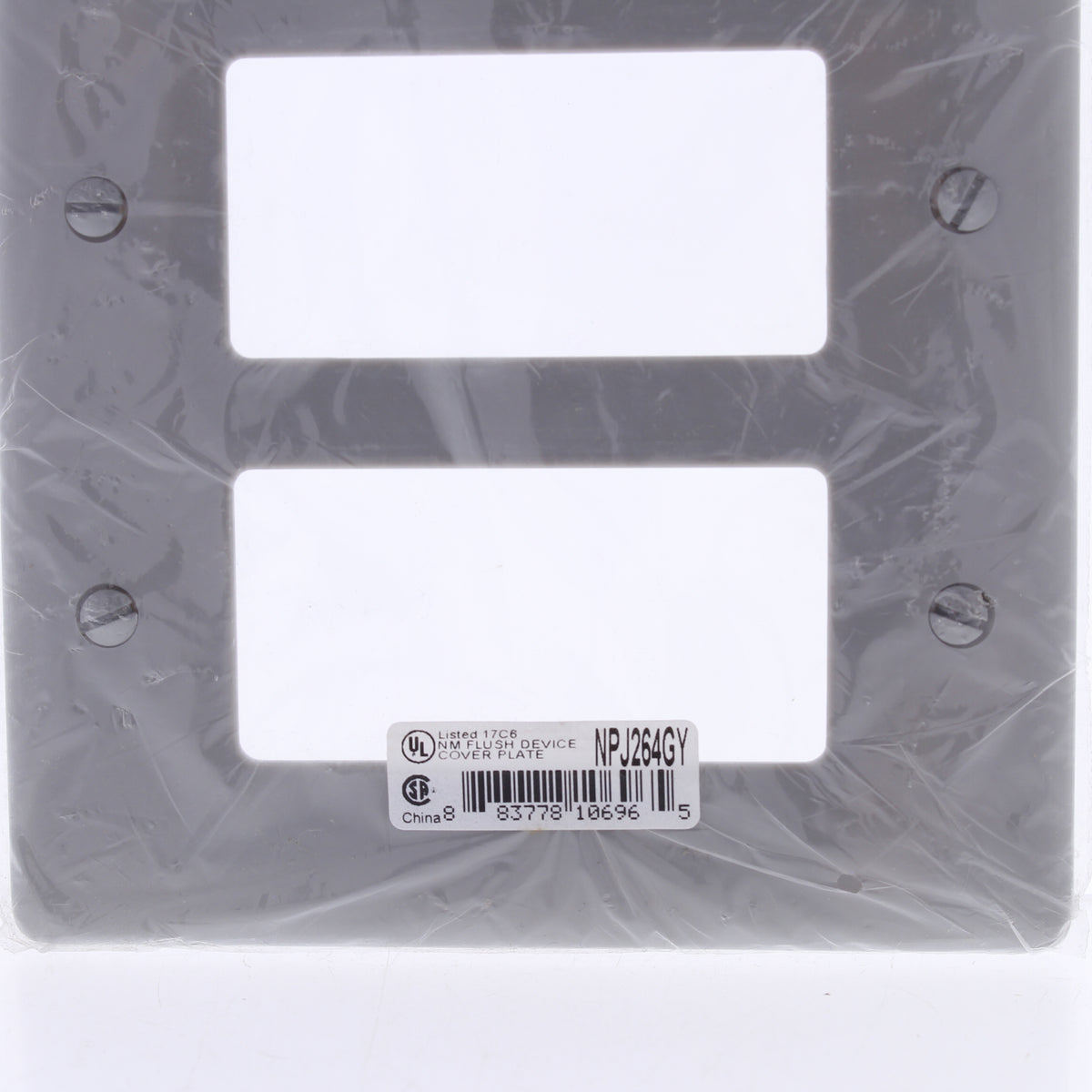 Hubbell NPJ264GY Gray 4-Gang Decorator GFCI Unbreakable Mid-Size Wallplate Cover