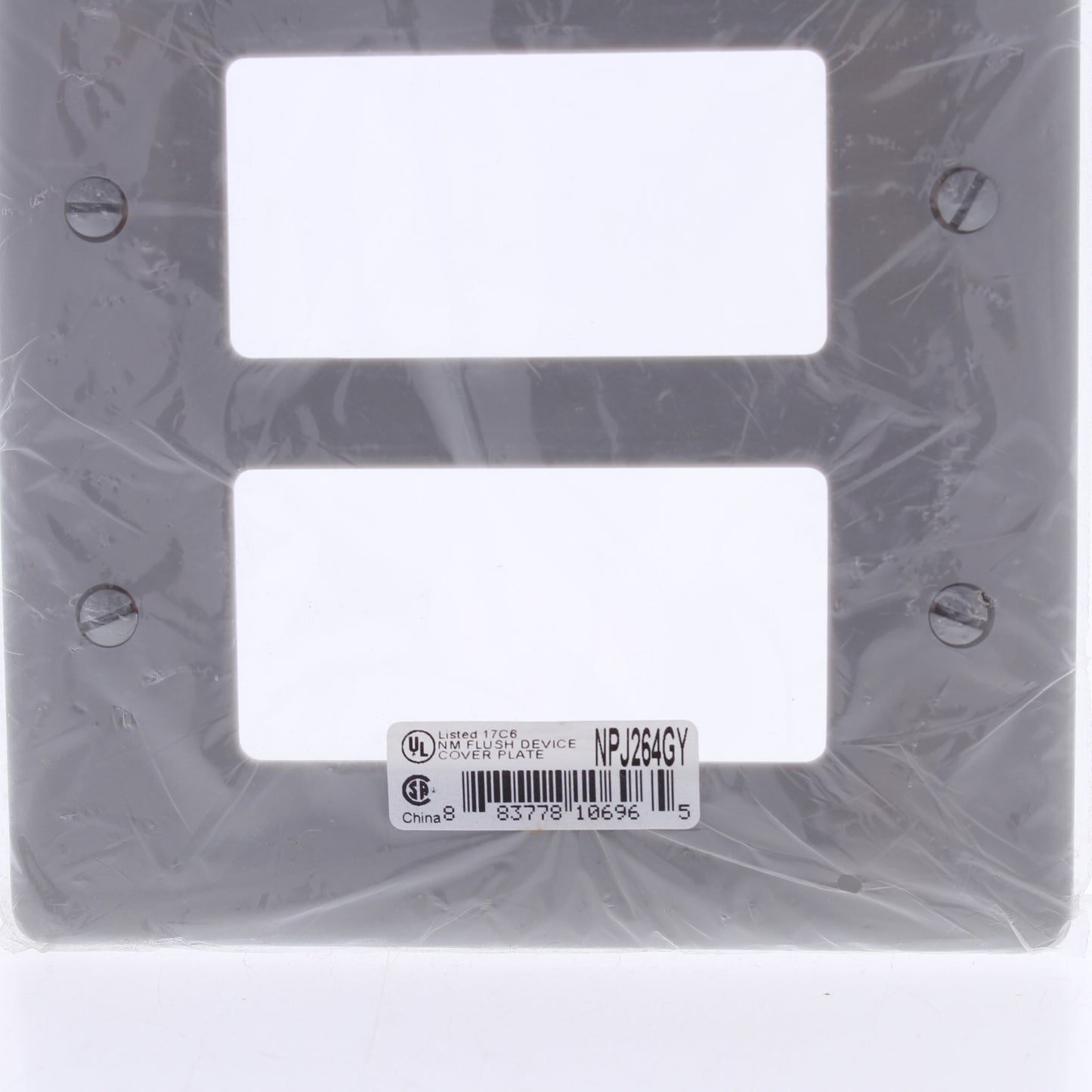 Hubbell NPJ264GY Gray 4-Gang Decorator GFCI Unbreakable Mid-Size Wallplate Cover