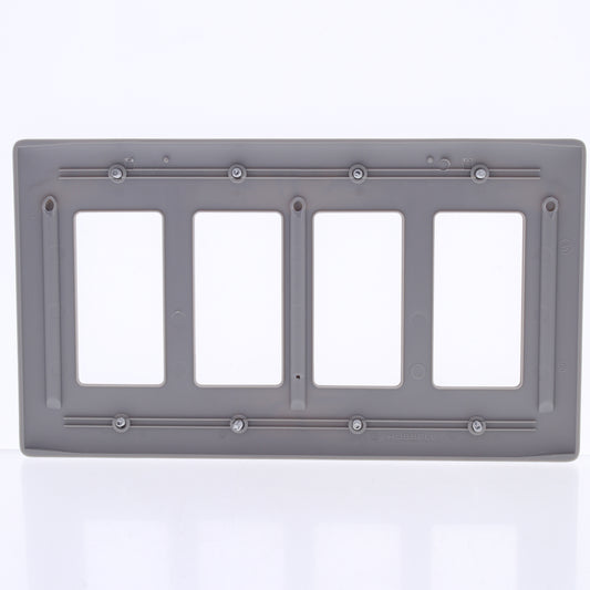 Hubbell NPJ264GY Gray 4-Gang Decorator GFCI Unbreakable Mid-Size Wallplate Cover