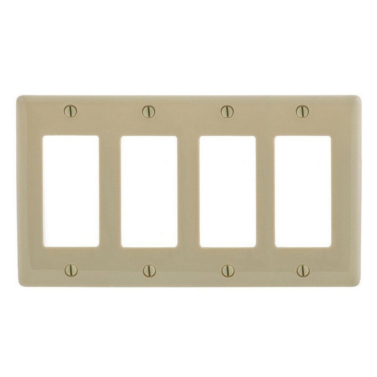Hubbell NPJ264IZ Ivory 4-Gang Decorator GFI Unbreakable Mid-Size Wallplate Cover