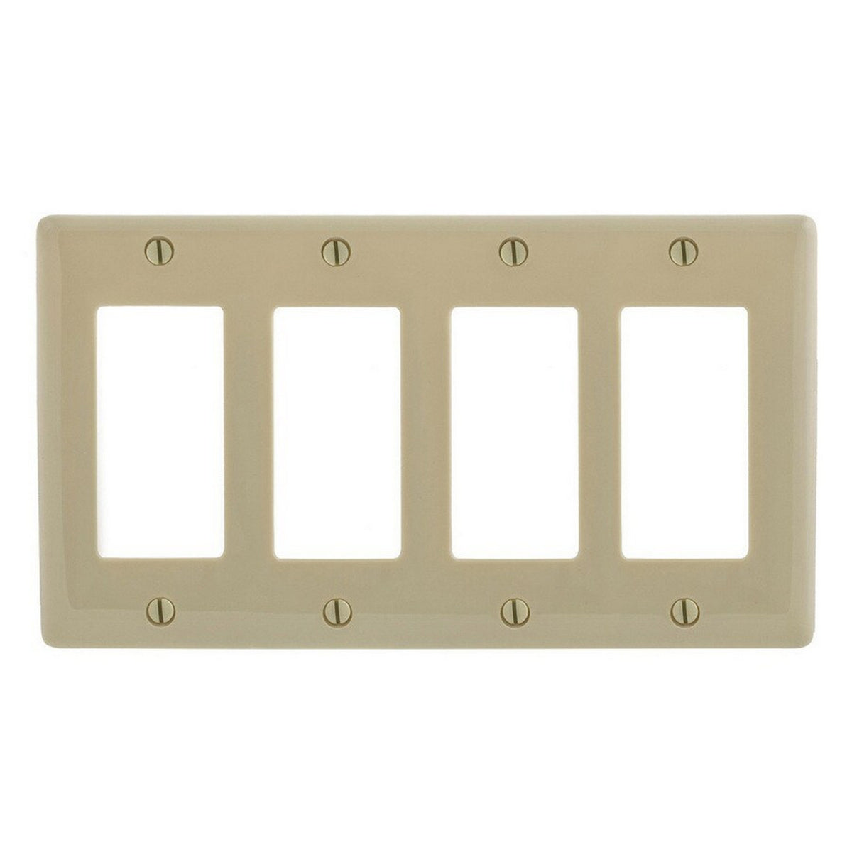 Hubbell NPJ264IZ Ivory 4-Gang Decorator GFI Unbreakable Mid-Size Wallplate Cover