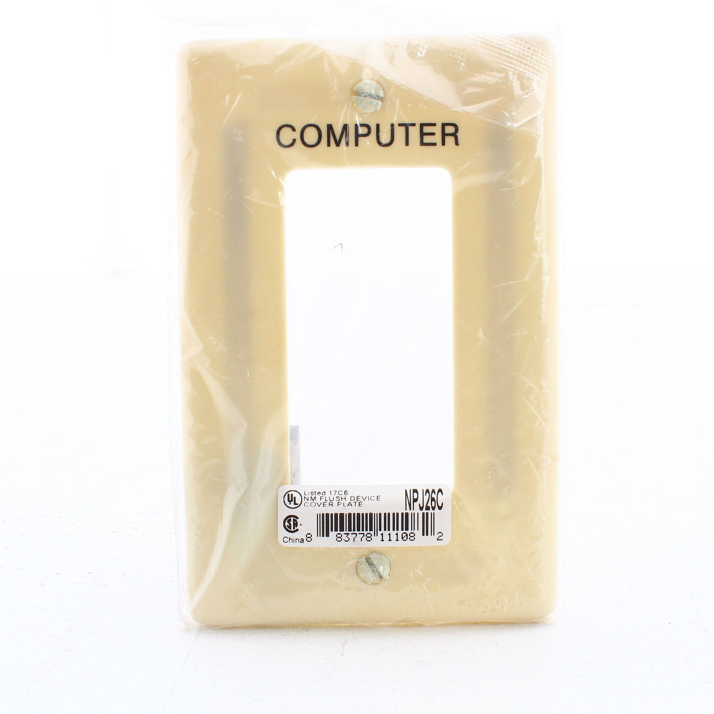 Hubbell NPJ26C Ivory 1-Gang Unbreakable Nylon Mid-Size Wallplate Computer Cover