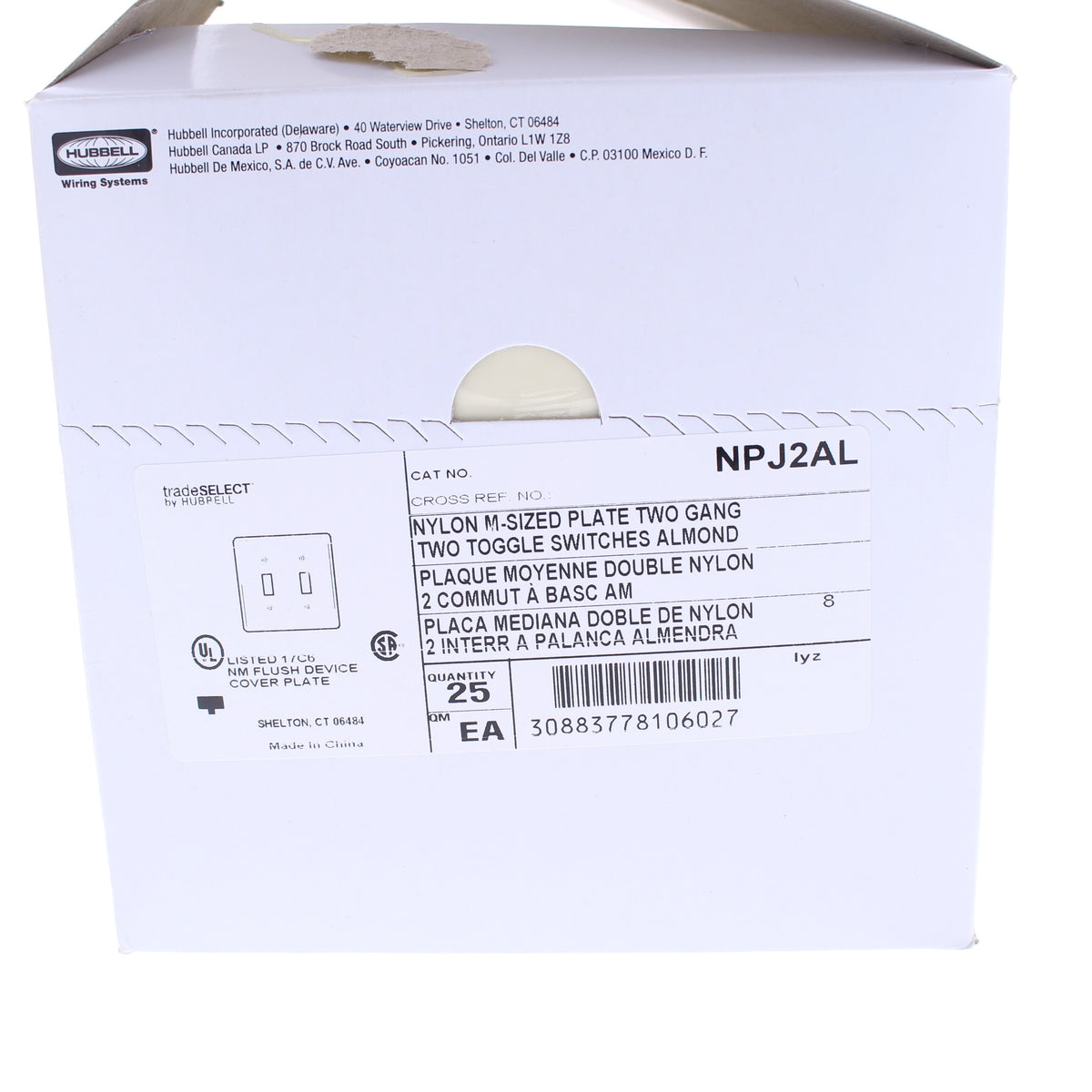 Hubbell NPJ2AL Almond 2-Gang MidSize Toggle Switch Cover Nylon Wallplates 25pcs