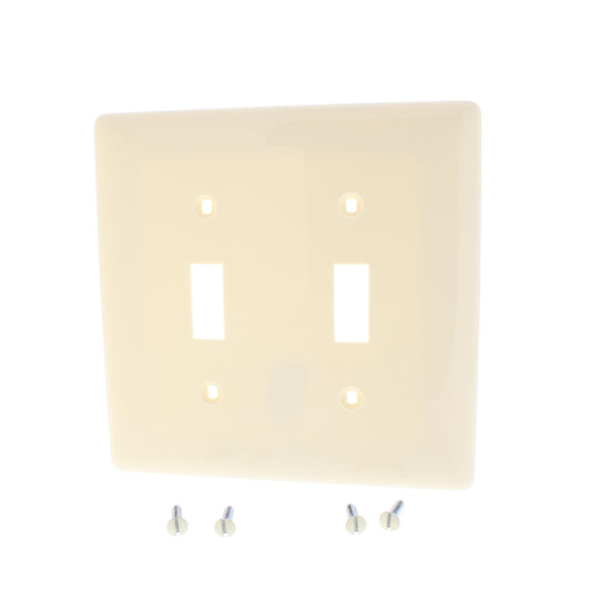 Hubbell NPJ2AL Almond 2-Gang MidSize Toggle Switch Cover Nylon Wallplates 25pcs