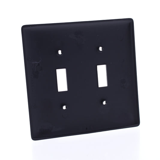 Hubbell NPJ2BK Black 2-Gang Toggle Unbreakable Nylon Mid-Size Wallplate Cover