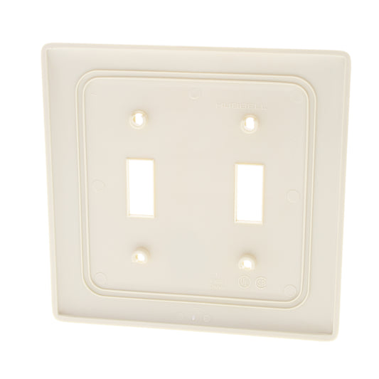 Hubbell NPJ2I Ivory 2-Gang Toggle Switch Unbreakable Nylon Mid-Size Wallplate