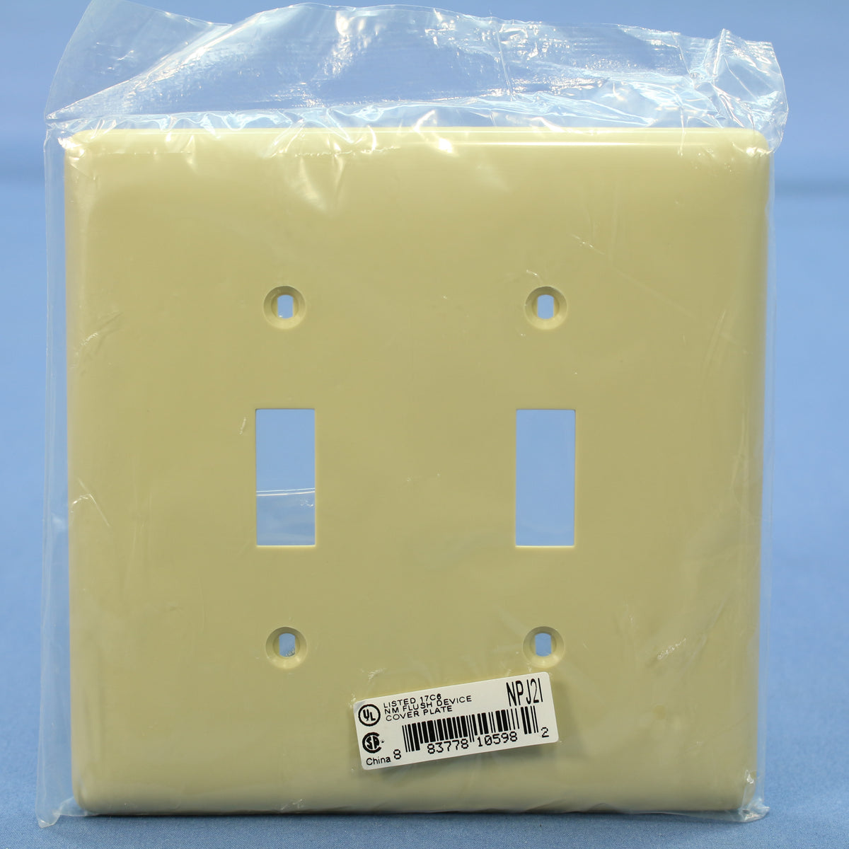 Hubbell NPJ2I Ivory 2-Gang Toggle Switch Unbreakable Nylon Mid-Size Wallplate
