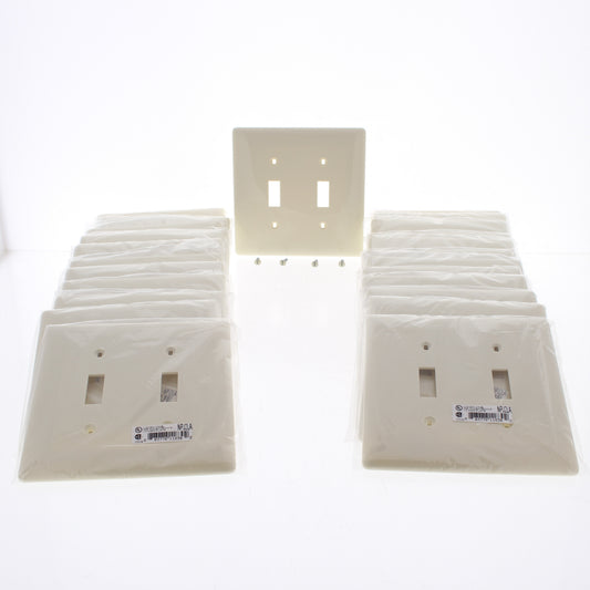 Hubbell NPJ2LA Light Almond 2-Gang Nylon Mid-size Switch Cover Wallplate 25-Pack