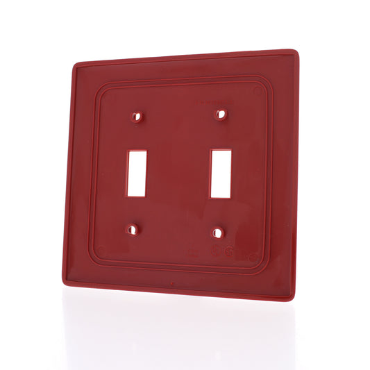 Hubbell NPJ2R Red 2-Gang Toggle Switch Unbreakable Mid-Size Wallplate Cover
